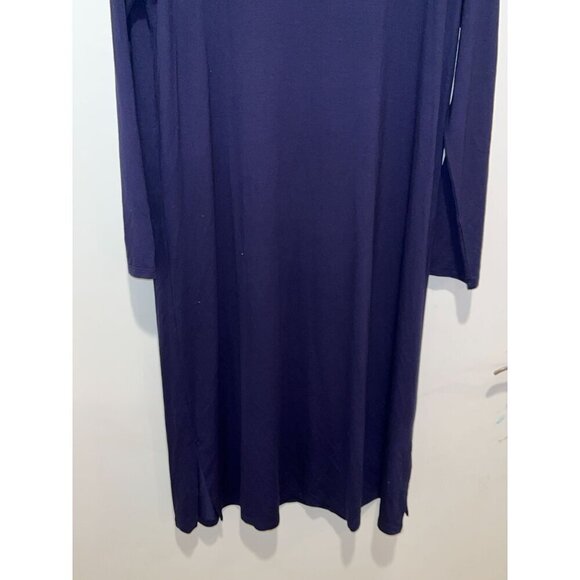 Eileen Fisher Womens Navy Blue V-Neck Long-Sleeve Midi Dress S - Picture 5 of 10